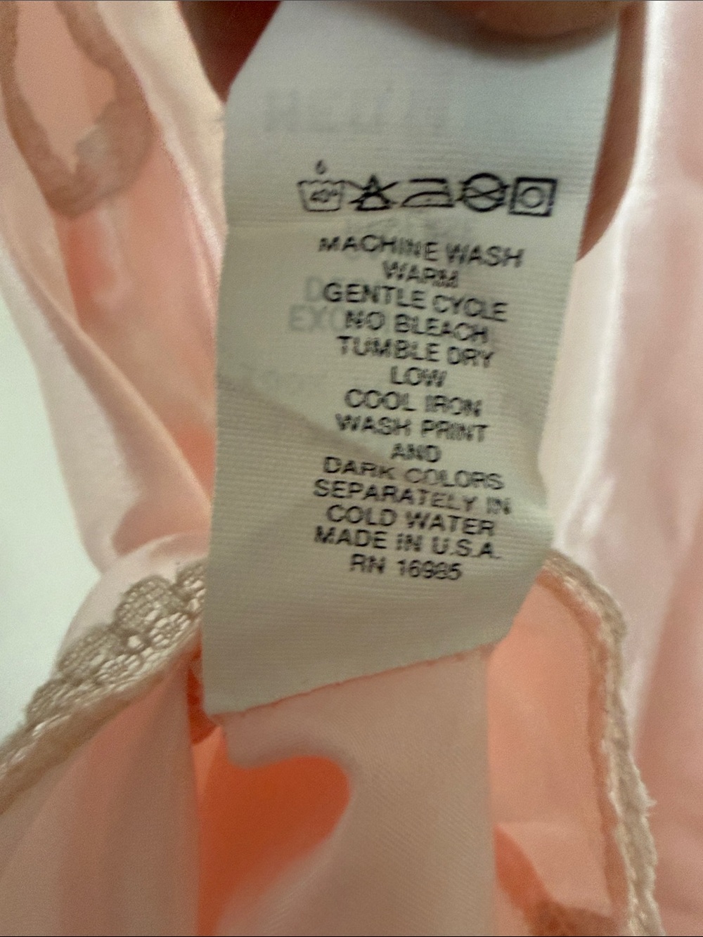 Vintage Pink Satin Lace-Trim Chemise Top - Picture 6 of 7